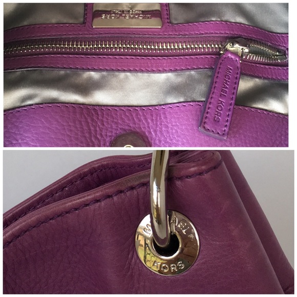 MICHAEL KORS DEEP PURPLE LEATHER SKORPIOS HANDBAG - Picture 6 of 12